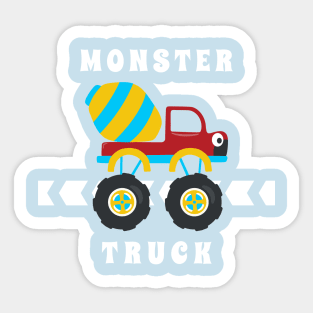 Vector illustration of monster truck with cartoon style Sticker